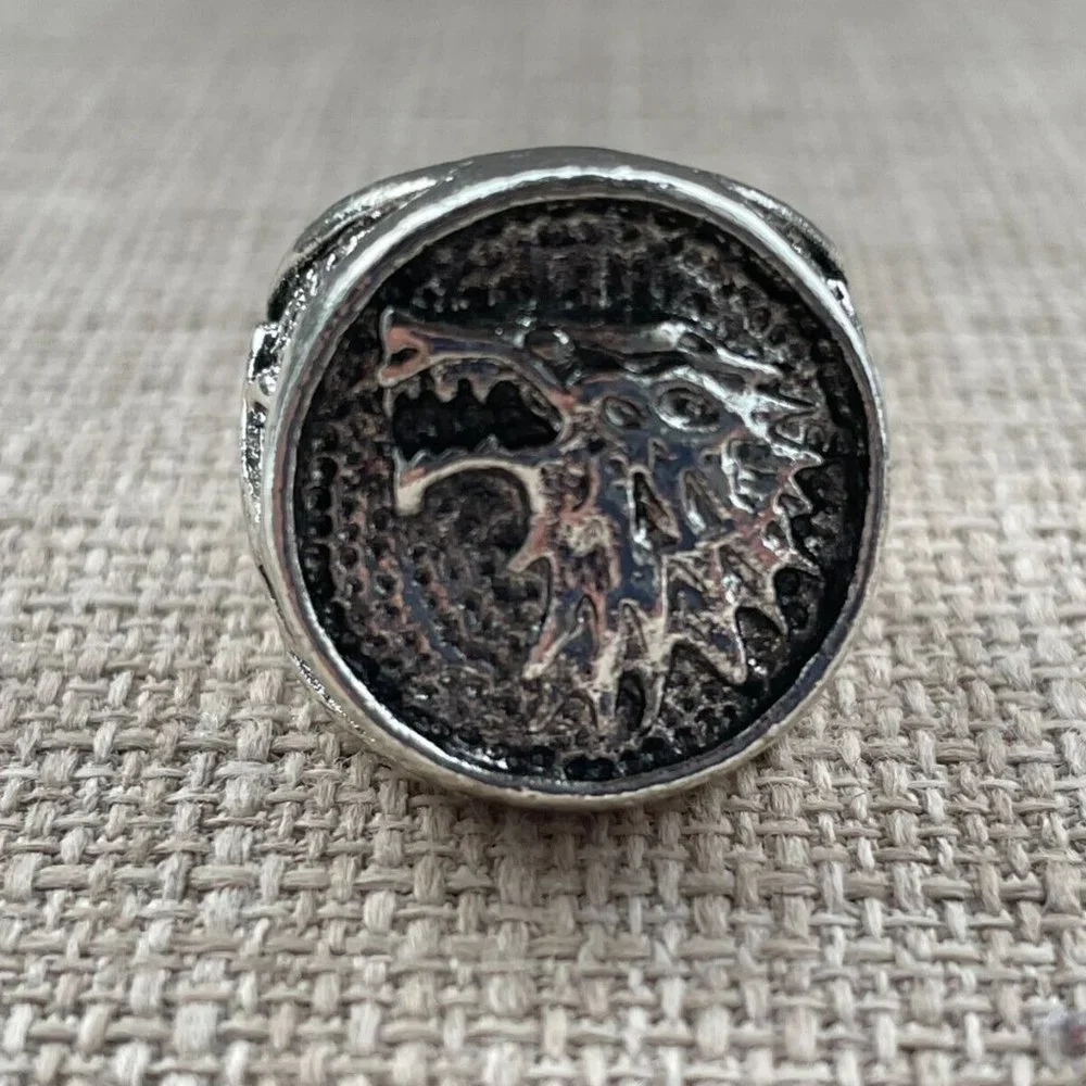 Men Fashion Rings Silver Tone Antique Style Jewelry Unisex Ring Size 7